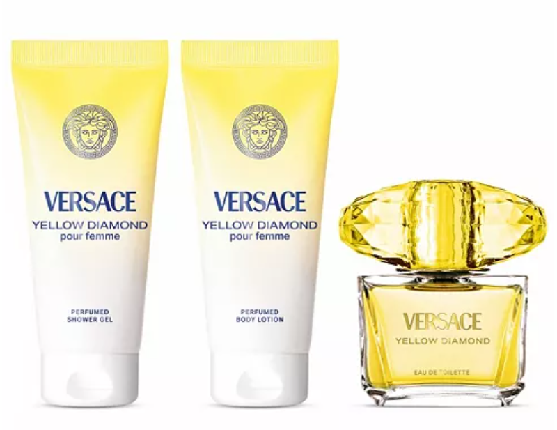 VERSACE EROS POUR FEMME 4 PCS SET: 3.4 EAU DE PARFUM SPRAY + 3.4 SHOWER GEL + 3.4 BODY LOTION + SMALL BEAUTY CASE