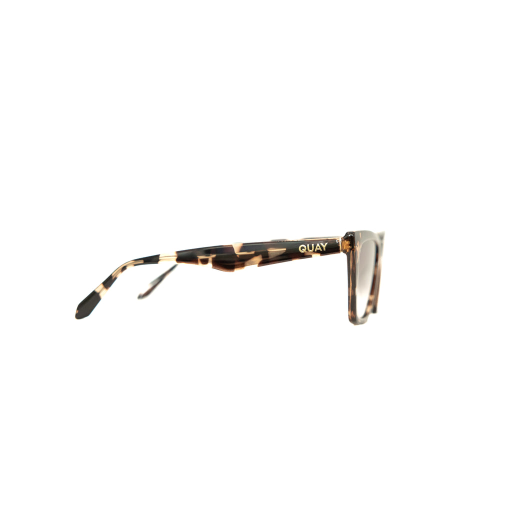 Quay "Call The Shots" Cat Eye Sunglasses in a tortoiseshell frame with a brown gradient lens